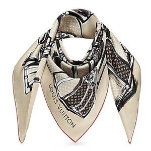 Louis Vuitton Scarf Trunks Luggage Monogram Silk Wrap